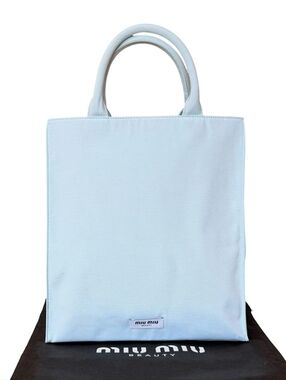 Miu Miu Pale Blue Canvas Vertical Tote